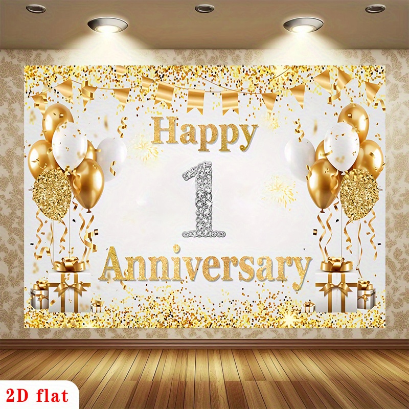 2D Flat Gold White Happy 1st A - Party Banner Gold ulasan dan harga