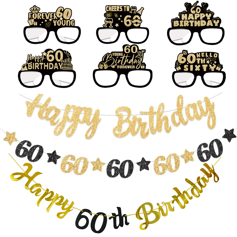 Black and Gold 60th Birthday P - Party Banner Gold ulasan dan harga