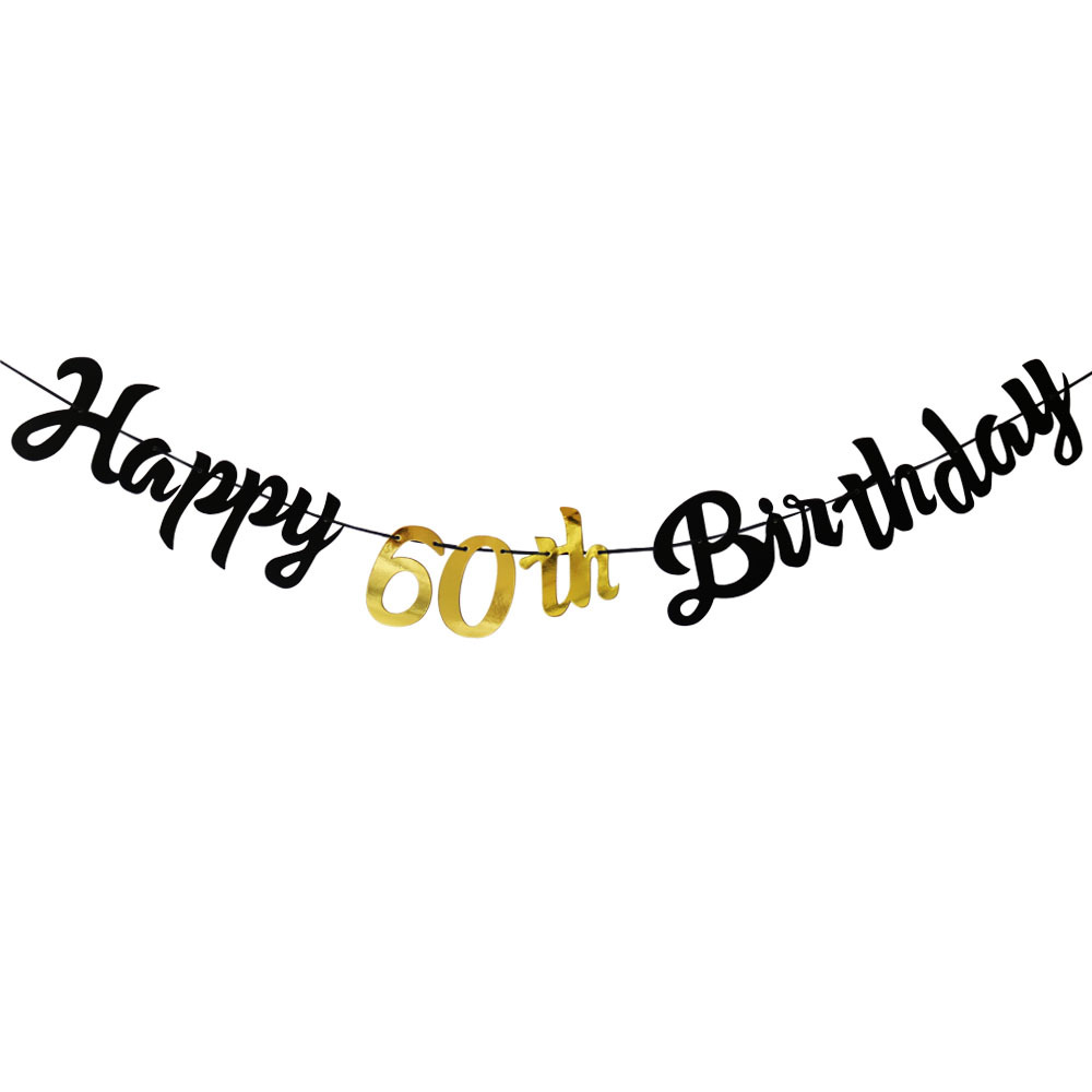 Black and Gold 60th Birthday P - Party Banner Gold ulasan dan harga