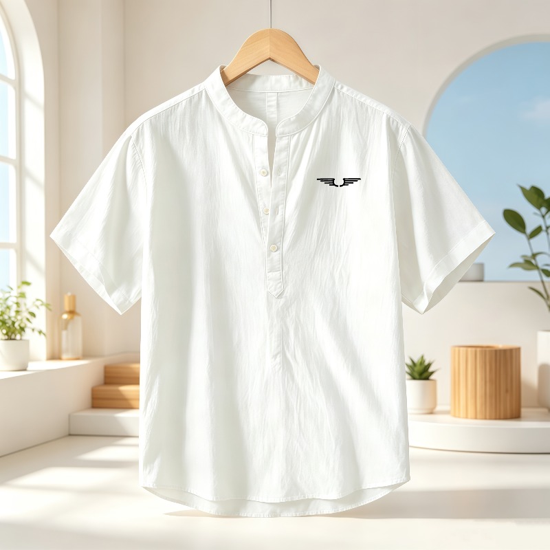 Men's cotton and linen Henley  - Event Support ulasan dan harga
