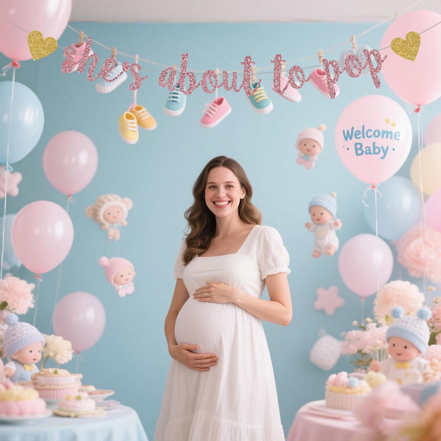 She's About to Pop Banner,Rose - Party Banner Gold ulasan dan harga