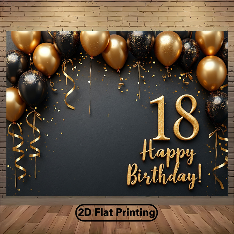 2D 1Pc Black & Gold Balloons B - Party Banner Gold ulasan dan harga