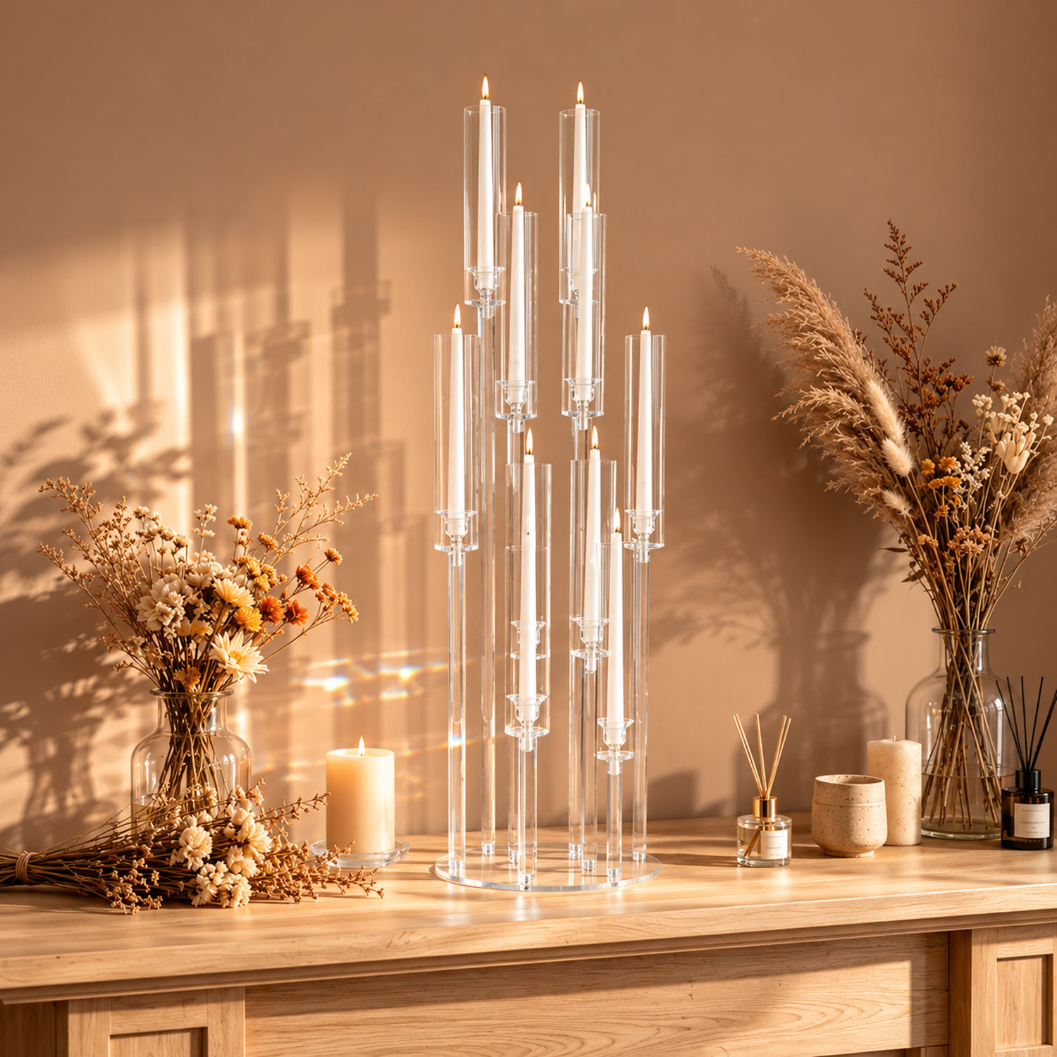 10 Arm Acrylic Candelabra Cent - Centerpiece Stick ulasan dan harga