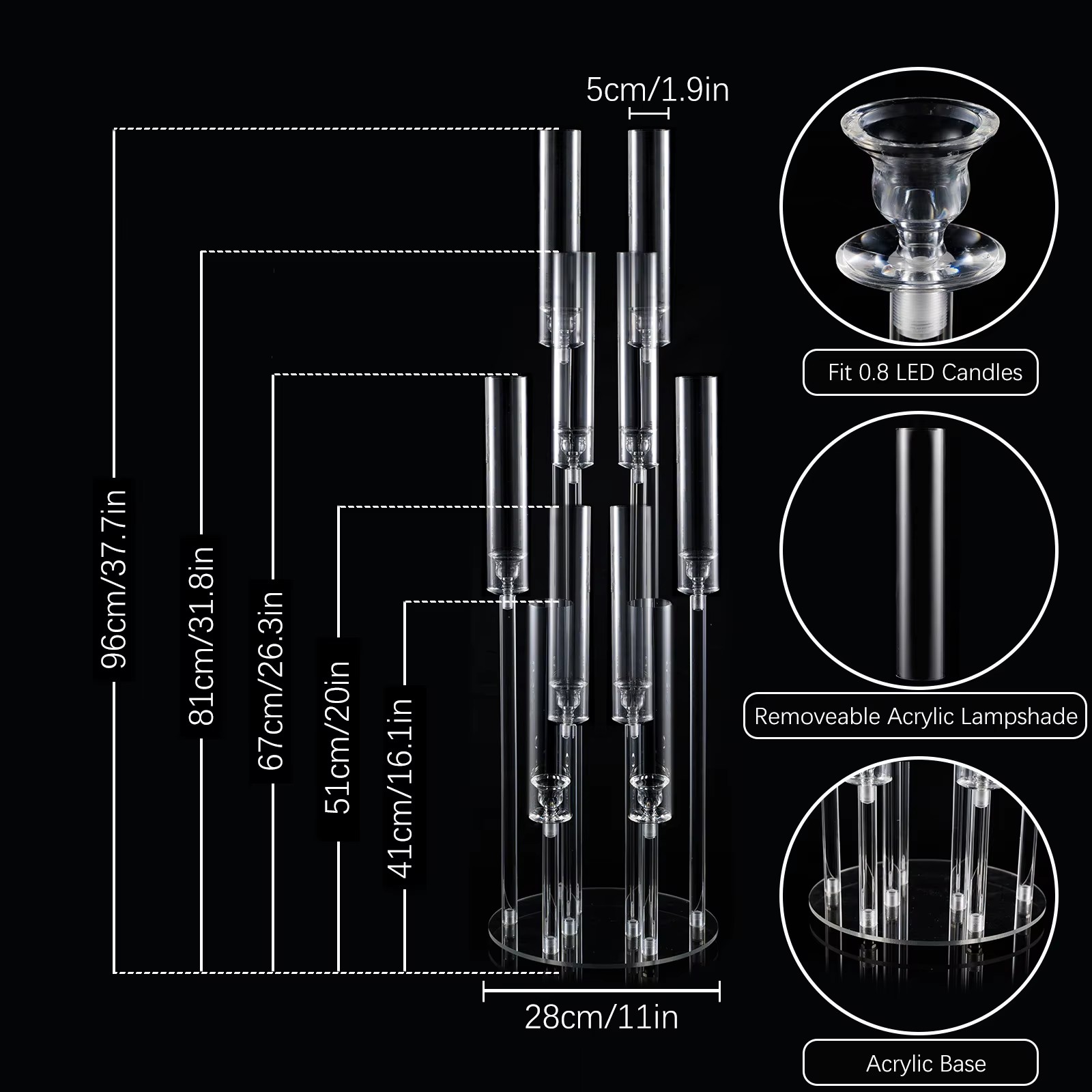 10 Arm Acrylic Candelabra Cent - Centerpiece Stick ulasan dan harga