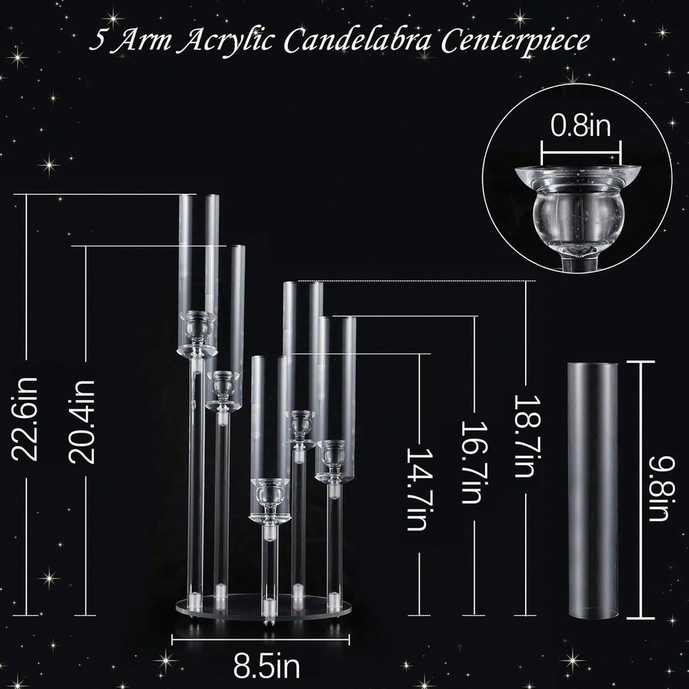 5 Arm Acrylic Candelabra For T - Centerpiece Stick ulasan dan harga
