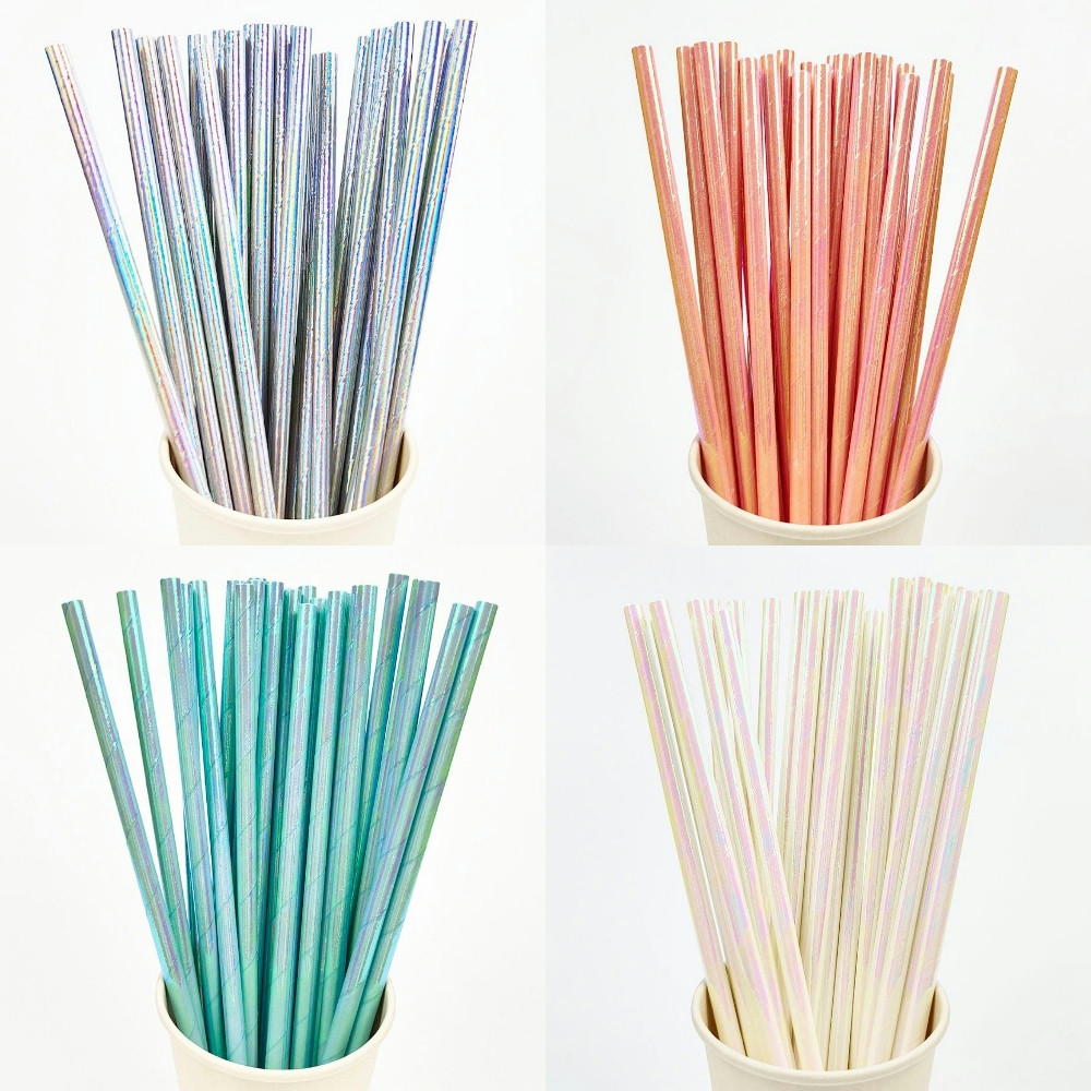 25Pcs Pearlescent Bronzing Pap - Paper Straw Color ulasan dan harga