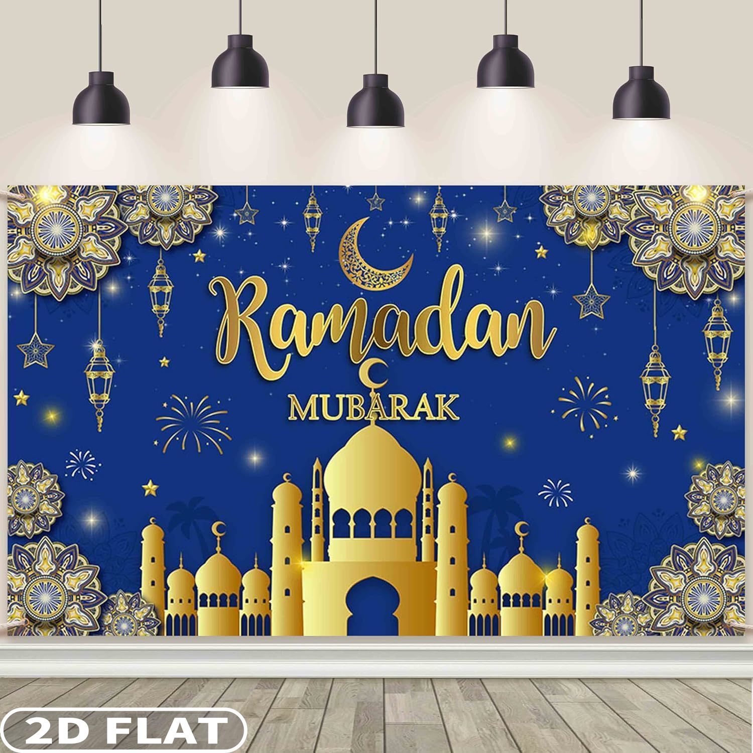 2D FLAT 1pc Ramadan Mubarak Fe - Party Banner Gold ulasan dan harga
