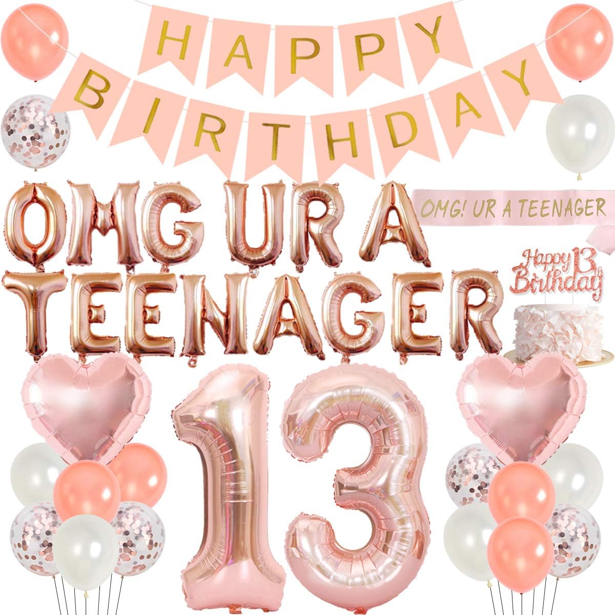 13th Birthday Party Decoration - Party Banner Gold ulasan dan harga