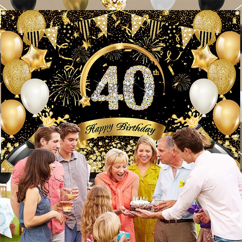 Happy 30th 40th 50th Birthday  - Party Banner Gold ulasan dan harga