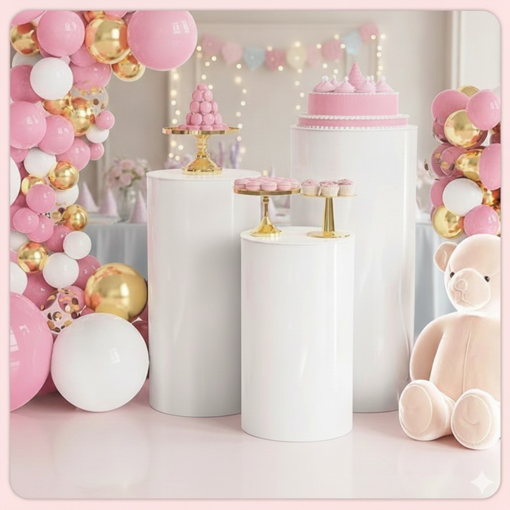 3/5Pcs White Cylinder Pedestal - Event Support ulasan dan harga