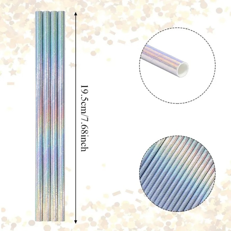 25/50/100PCS Silver Laser Pape - Paper Straw Color ulasan dan harga