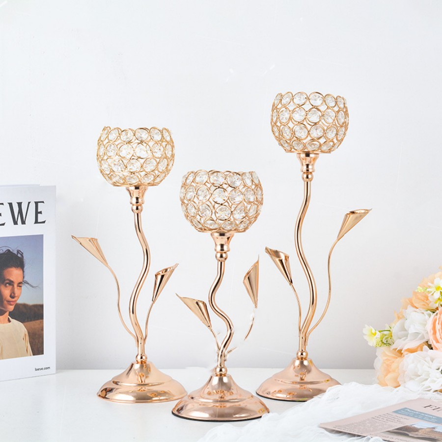 Gold Crystal Candle Holder, Ir - Centerpiece Stick ulasan dan harga