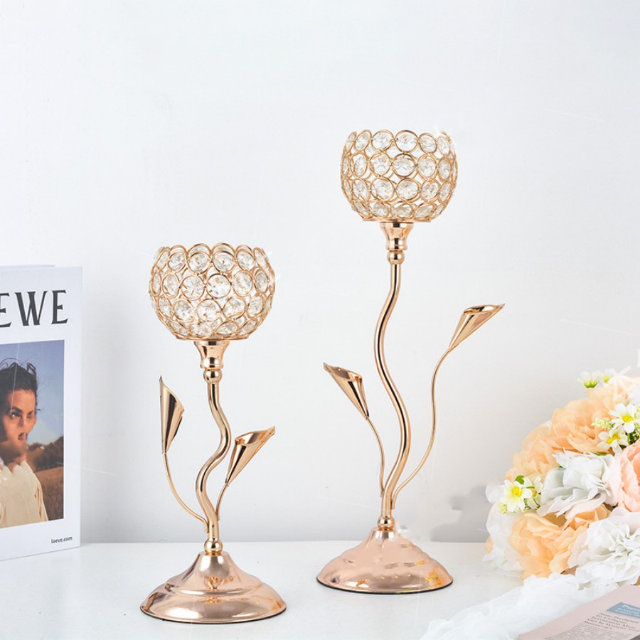 Gold Crystal Candle Holder, Ir - Centerpiece Stick ulasan dan harga