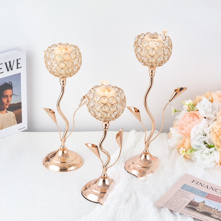 Gold Crystal Candle Holder, Ir - Centerpiece Stick ulasan dan harga
