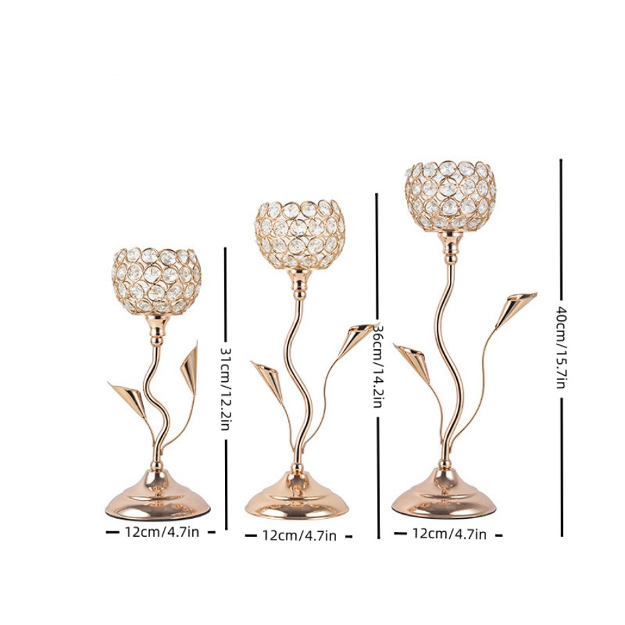 Gold Crystal Candle Holder, Ir - Centerpiece Stick ulasan dan harga