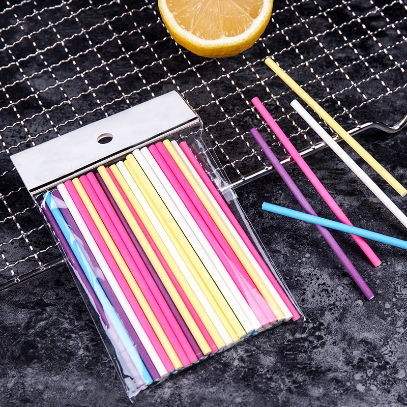 100Pcs/Lot Paper Lollipop Stic - Paper Straw Color ulasan dan harga
