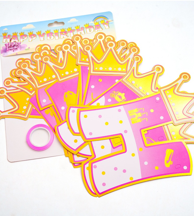 Pink Stamping Gold Crown Theme - Party Banner Gold ulasan dan harga