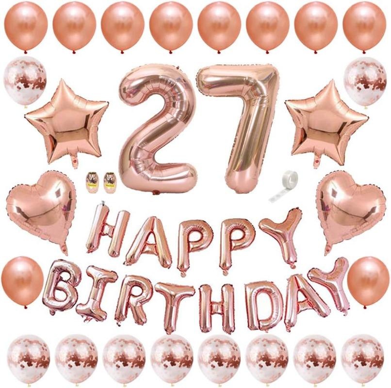 Rose Gold Happy Birthday Banne - Party Banner Gold ulasan dan harga