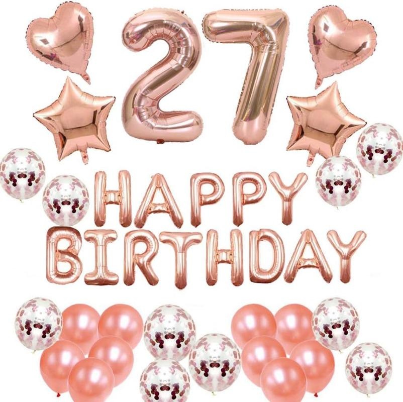 Rose Gold Happy Birthday Banne - Party Banner Gold ulasan dan harga