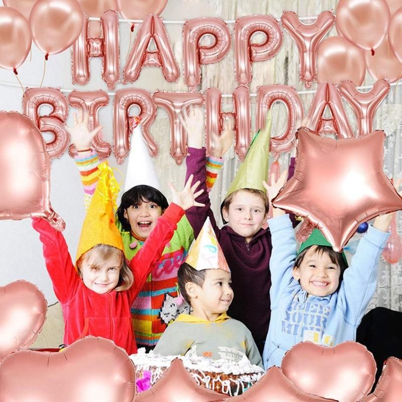 Rose Gold Happy Birthday Banne - Party Banner Gold ulasan dan harga
